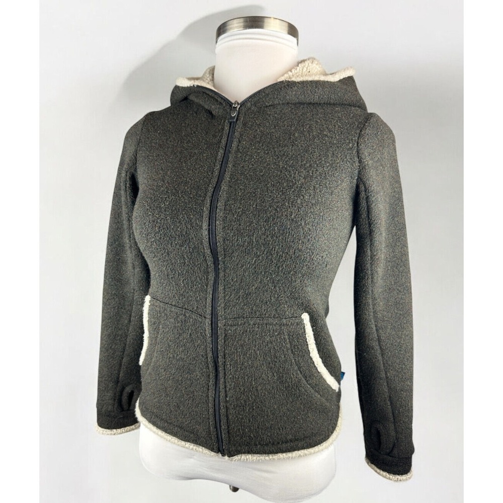 Kuhl Apres Alfpaca Fleece Full Zip Hooded Jacket Sherpa Brown Cozy Warm Size XS - Picture 10 of 16